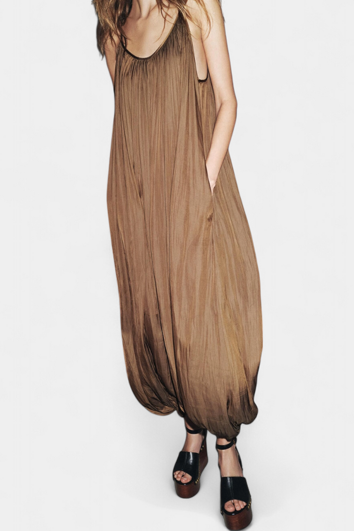 Lucy Long Pleated Jumpsuit with Relaxed Silhouette