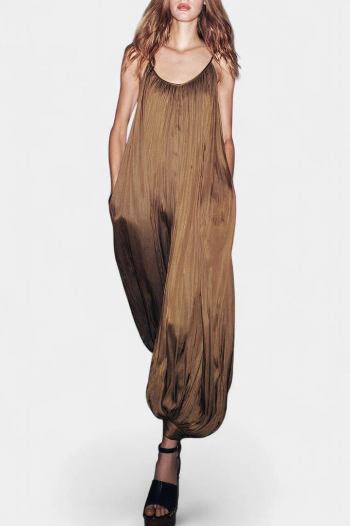 Lucy Long Pleated Jumpsuit with Relaxed Silhouette