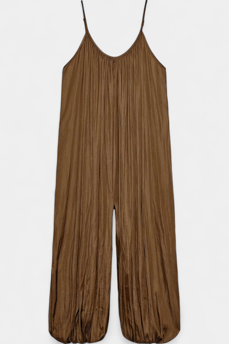 Lucy Long Pleated Jumpsuit with Relaxed Silhouette