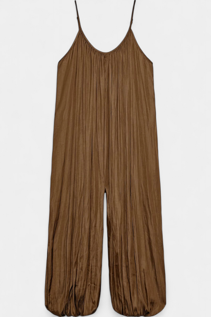 Lucy Long Pleated Jumpsuit with Relaxed Silhouette