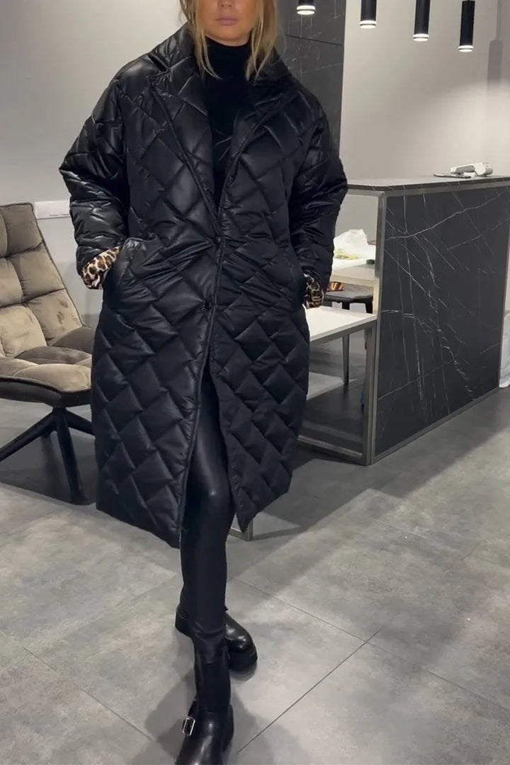 Beata | Reversible Padded Coat with Leopard Lining