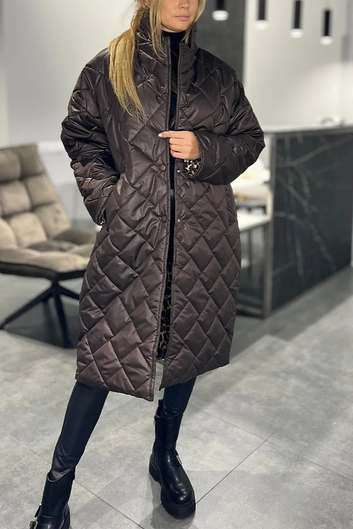 Beata | Reversible Padded Coat with Leopard Lining