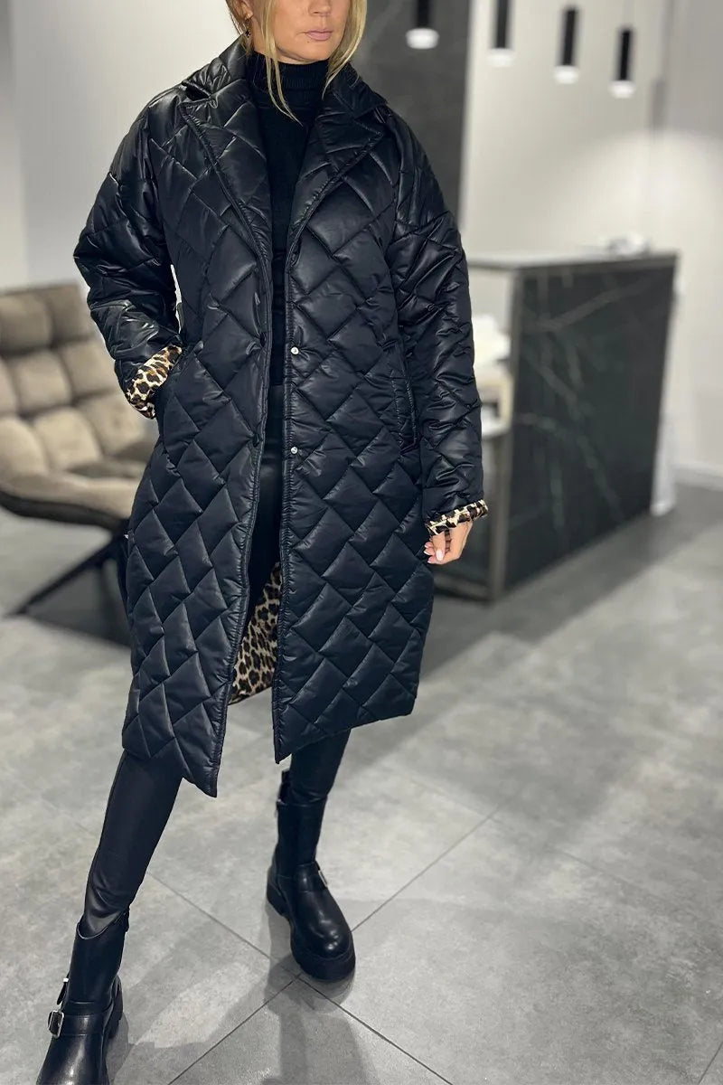 Beata | Reversible Padded Coat with Leopard Lining
