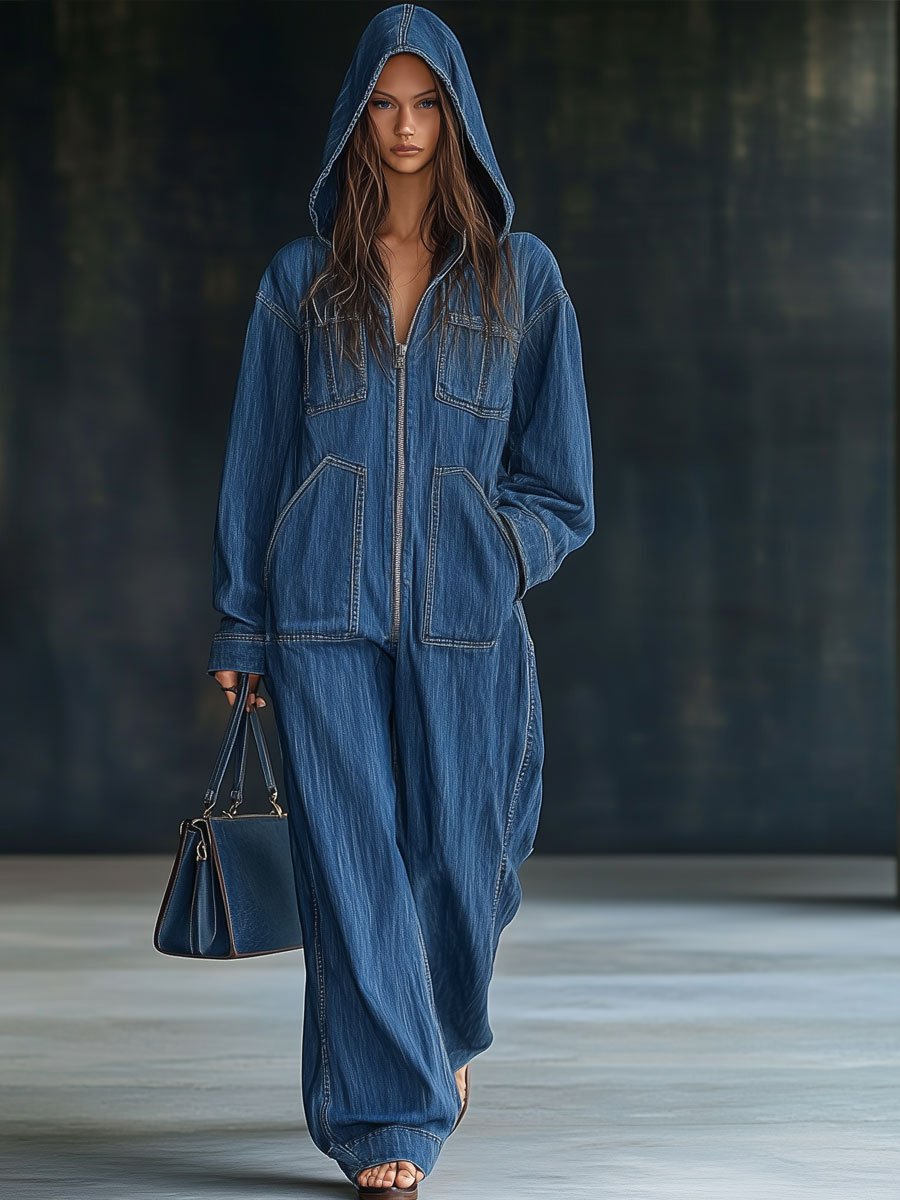 Tiria Long-Sleeve Jumpsuit with Hood