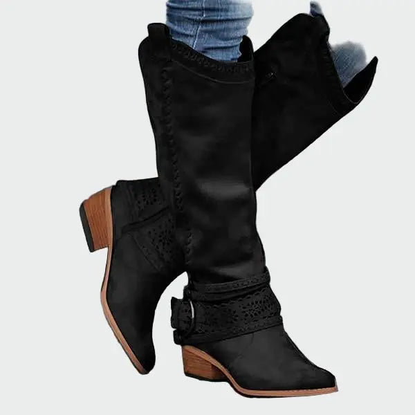 Retro Leather Cowboy Boots
