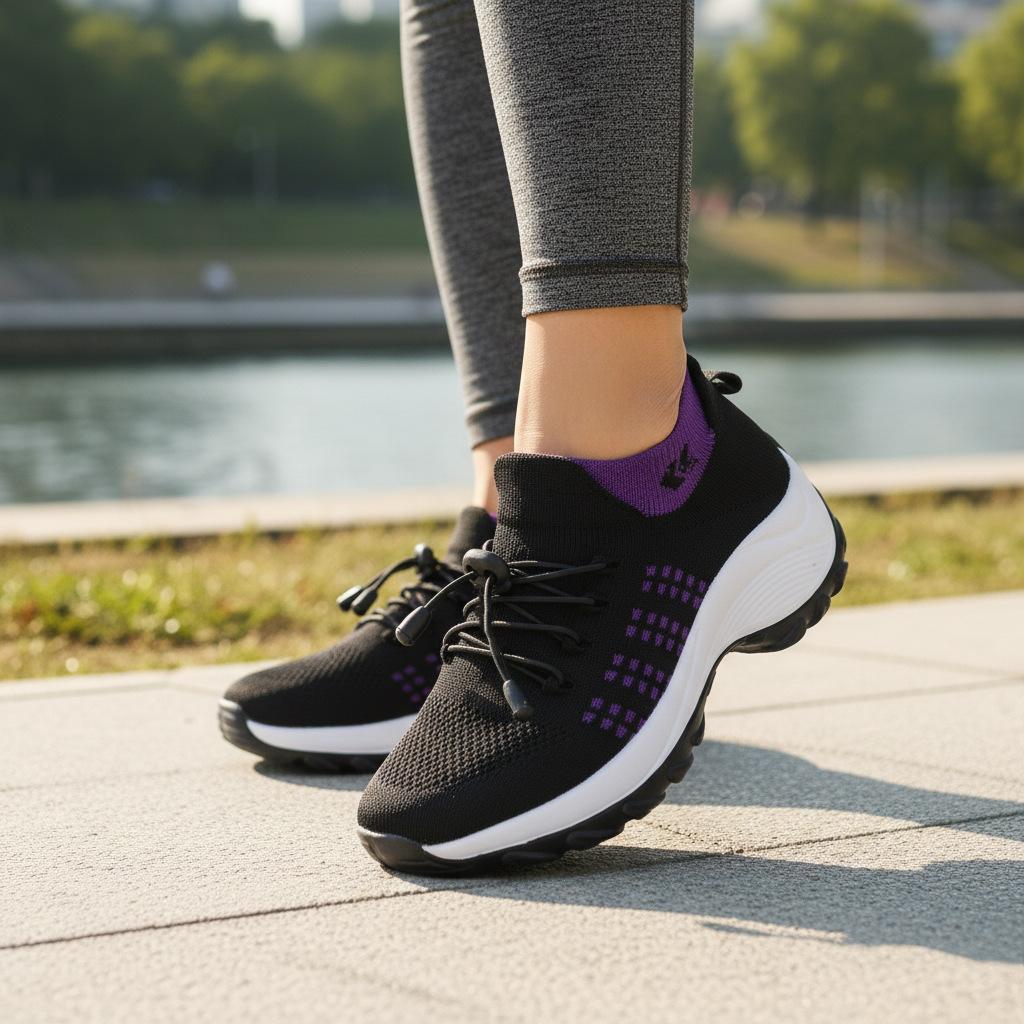 Ambulo Orthopaedic Shoes Fabric - Purple Black