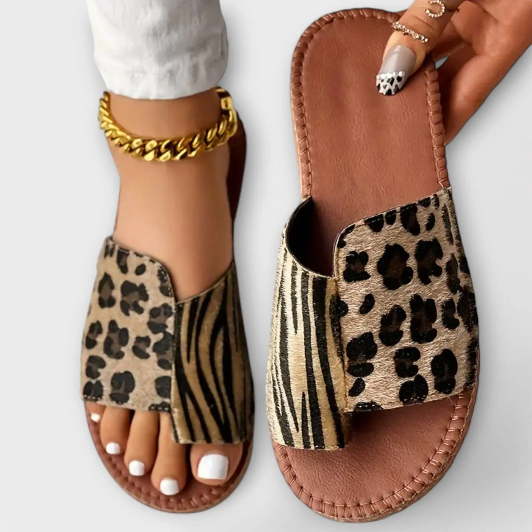 Julia - Elegant Bicolour Sandals with Leopard Print