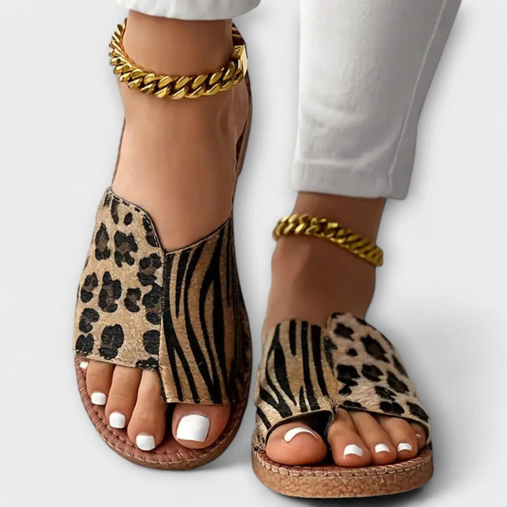 Julia - Elegant Bicolour Sandals with Leopard Print